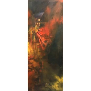 Itrat Ul Zahra 24 x 60 Inch, Oil on Canvas, Figurative Painting, AC-ITRZH-001